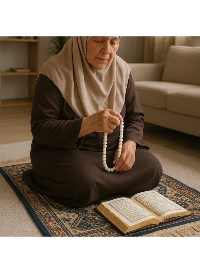 موجود مسبحة ماجود المصنوعة يدويًا من عظم الجمل، مسبحة إسلامية فاخرة للذكر، سطح مصقول ناعم، خفيفة الوزن ومتينة، مسبحة إسلامية مثالية للصلاة ورمضان والحج والعيد كهدية - Image 3